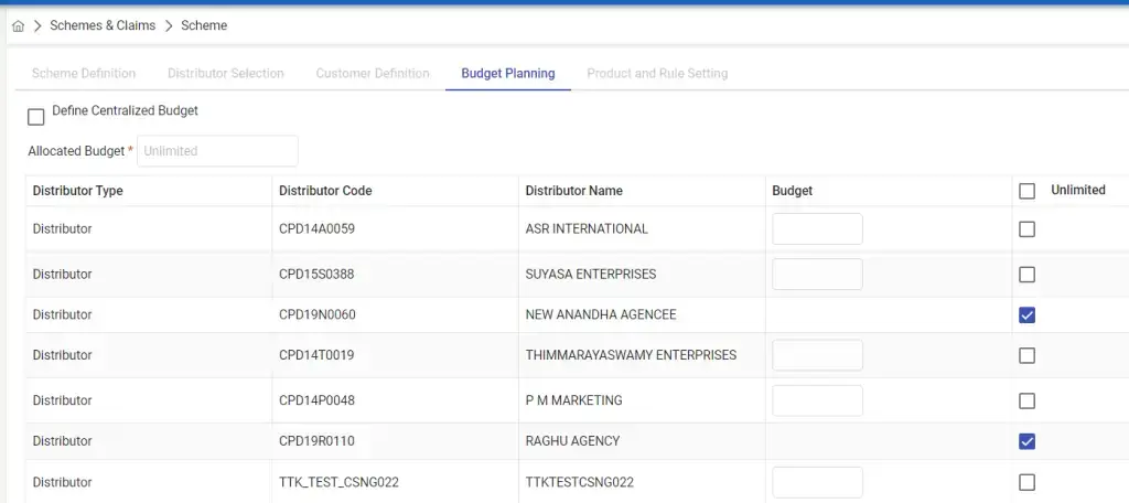 Scheme Budgeting Botree DMS